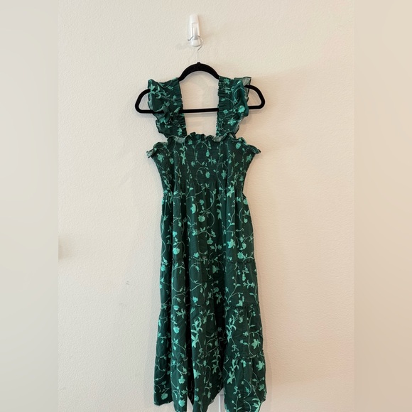 Hill House Ellie Nap Midi Dress Green Botanical Smocked Ruffle - Picture 3 of 6